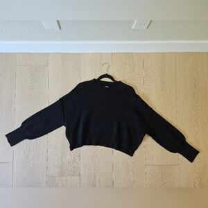 Free People Black Crew Neck Crop Sweater XS